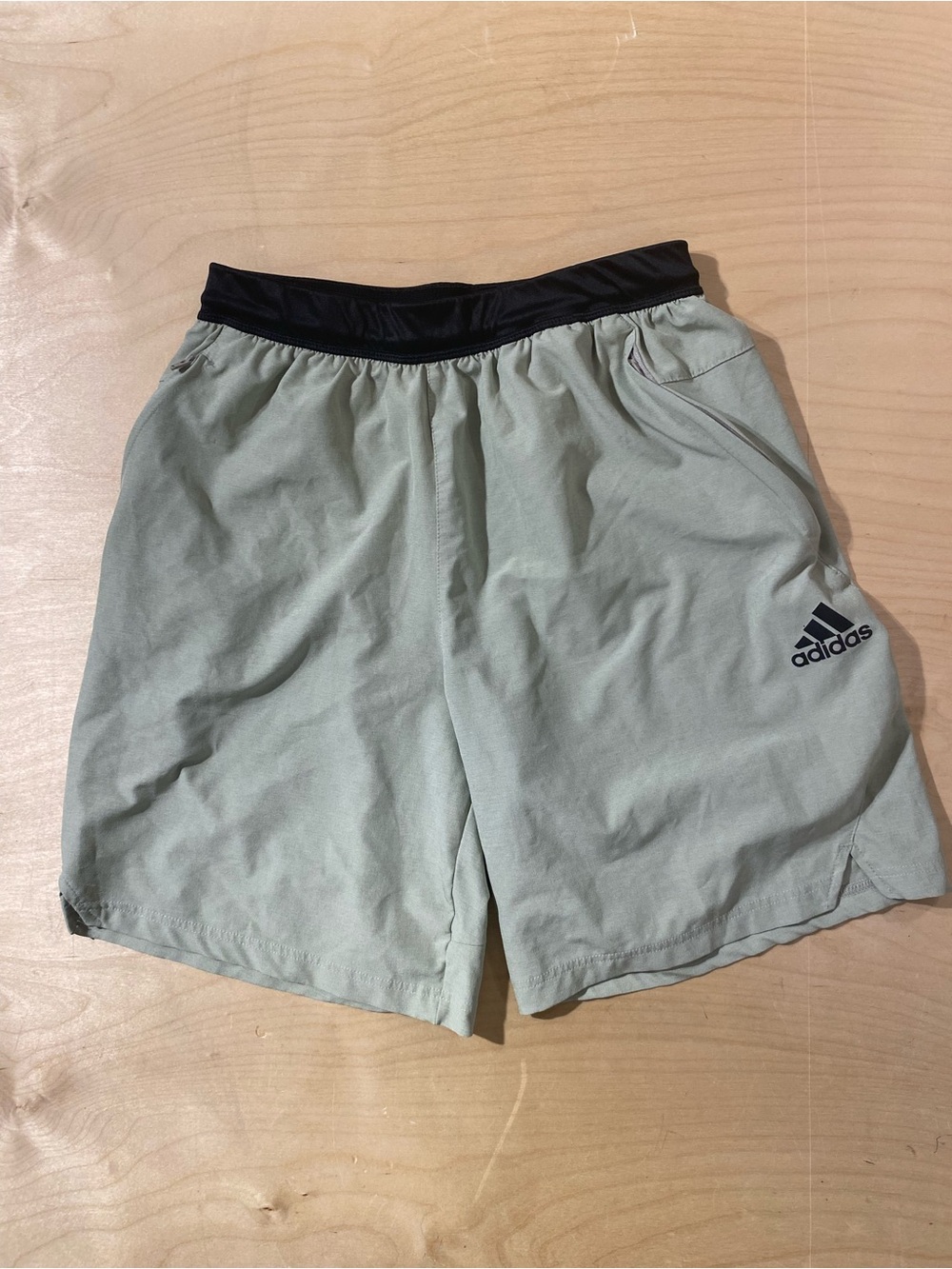adidas Men's Light Green Athletic Shorts with Black Waistband